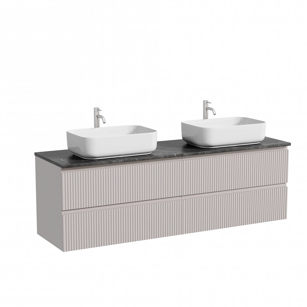 Тумба под столешницу Sancos Сноб Р / Snob R 79x44,5x50 подвесная, пыльная роза / doha soft, столешница 160 см, с отверстием под смеситель, черное небо / black sky — МЕБ009854 — фото 1
