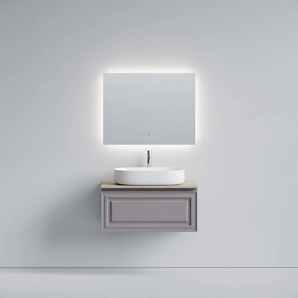 Тумба под столешницу Sancos Самая / Very 89x44,5x40,6 подвесная, пыльная роза / doha soft, столешница с отверстием под смеситель, креман / kreman — МЕБ009742 — фото 2