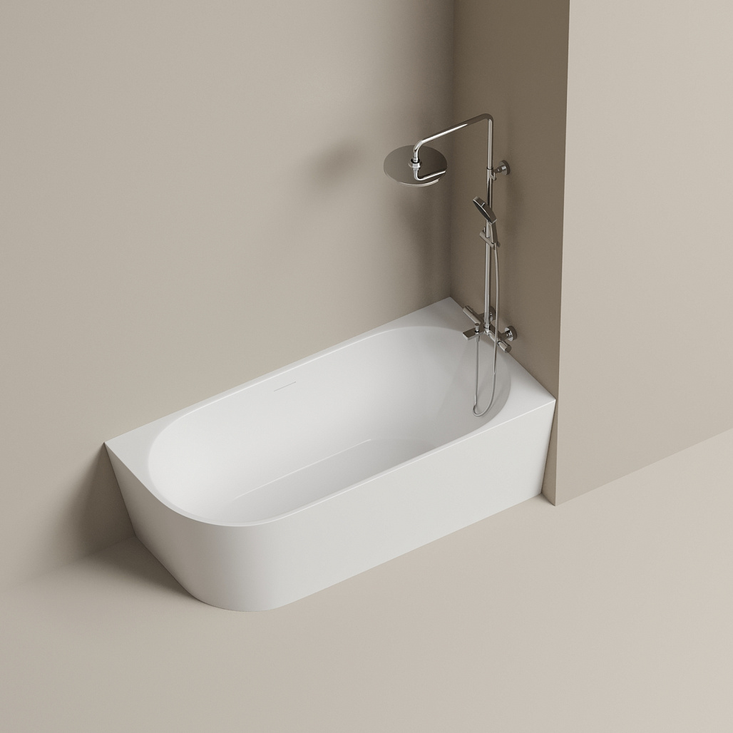 Ванна акриловая угловая Sancos Грань Р / Edge R FB23R 170x80x58 овальная, правая, с каркасом, со сливом-переливом, донным клапаном с системой "Клик - Клак", белый