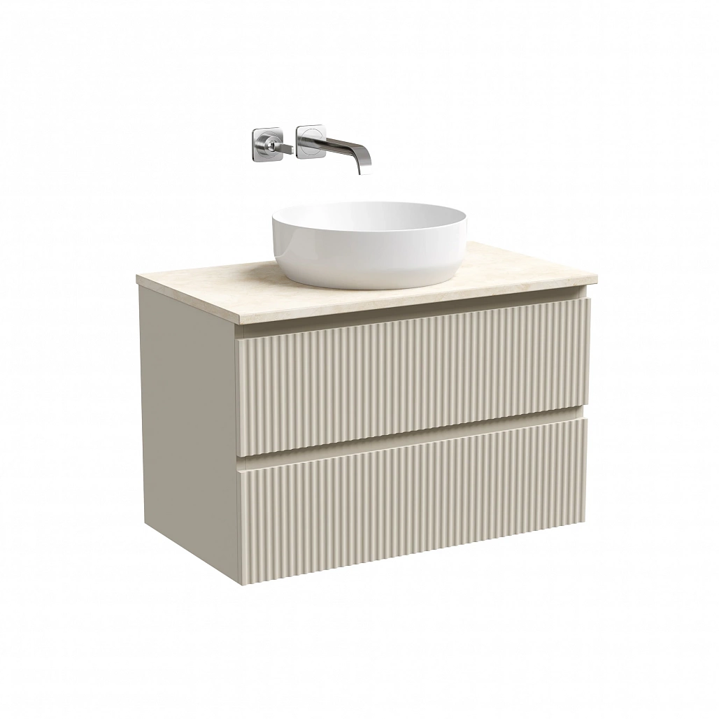 Тумба под столешницу Sancos Сноб Р / Snob R 79x44,5x50 подвесная, бежевый матовый / beige soft, столешница без отверстия под смеситель, креман / kreman