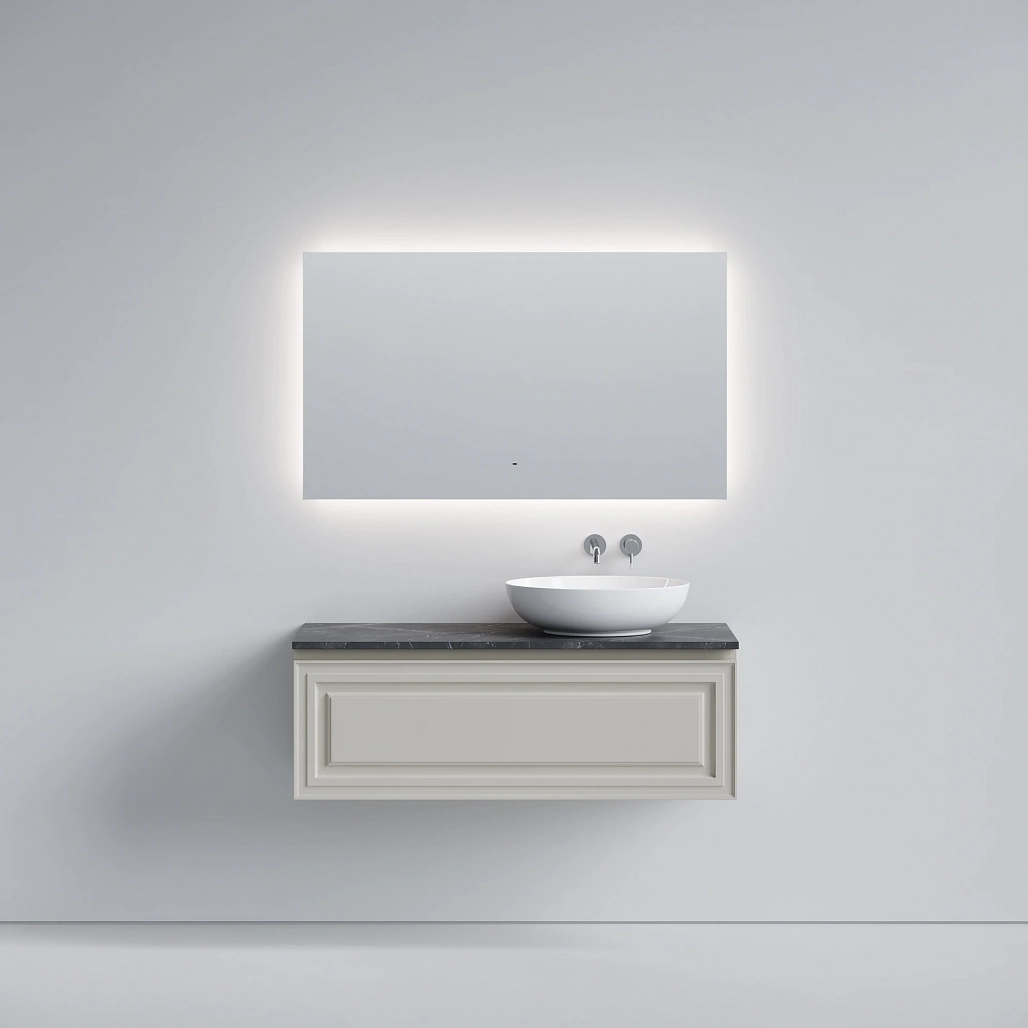 Тумба под столешницу Sancos Самая / Very 119,5x44,5x40,6 правая, подвесная, бежевый матовый / beige soft, столешница без отверстия под смеситель, черное небо / black sky — МЕБ009712 — фото 2