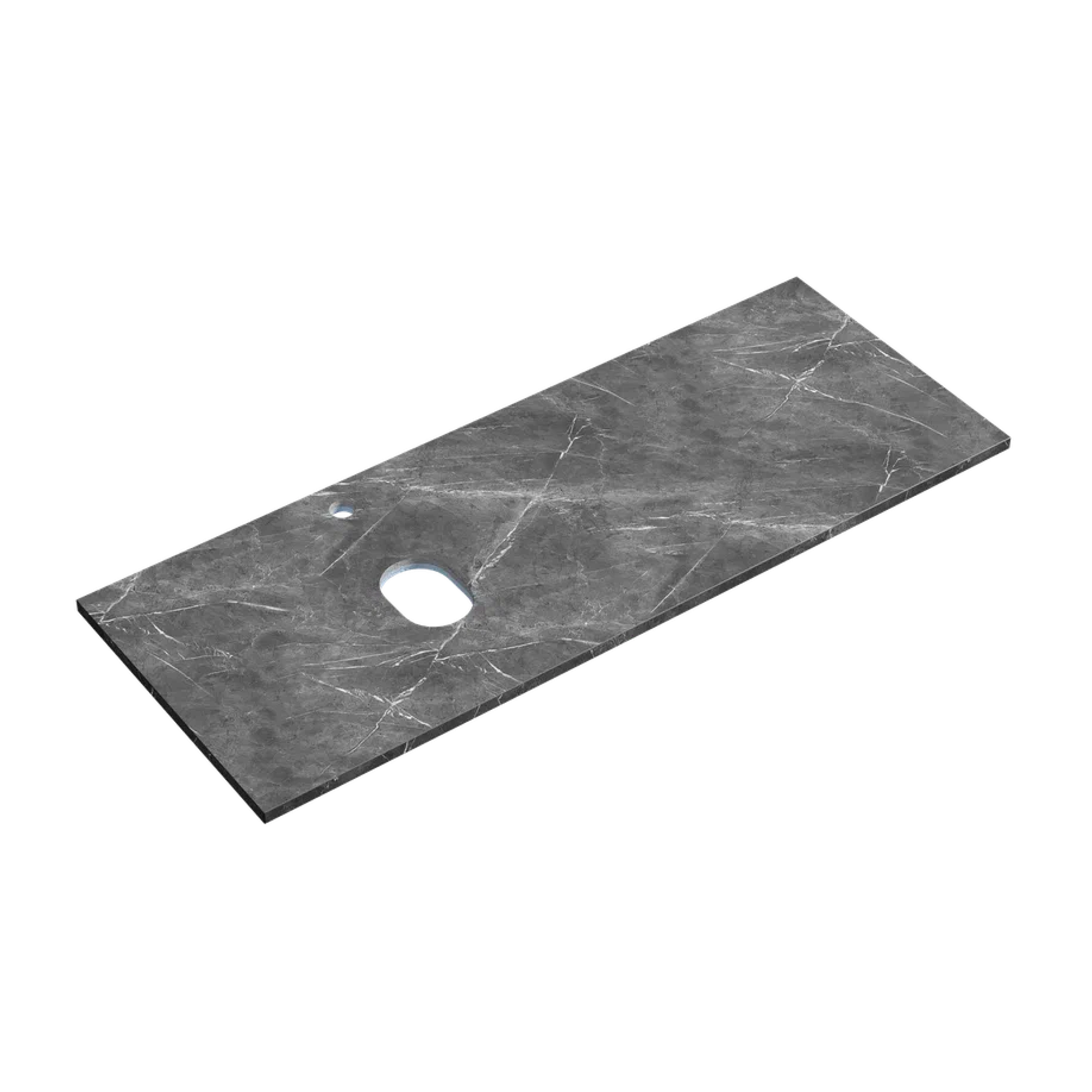 Столешница Sancos 120x46 с отверстием под смеситель, левая, черное небо / black sky — СТО010274 — фото 1
