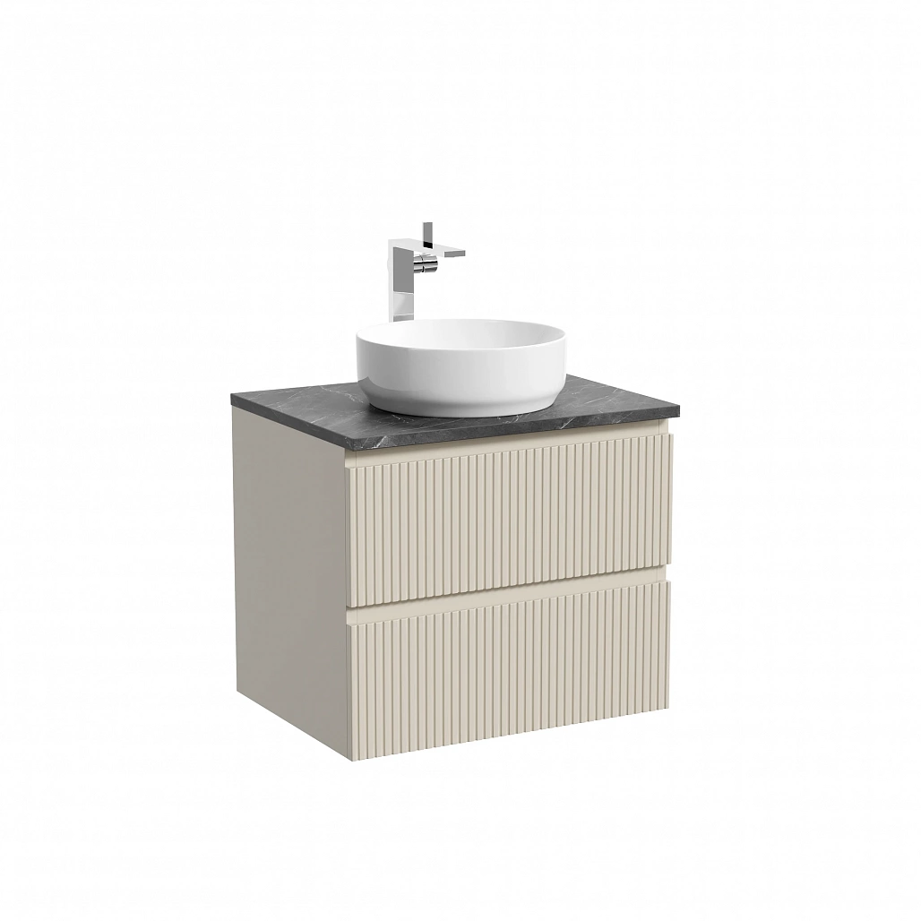 Тумба под столешницу Sancos Сноб T / Snob T 59x44,5x50 подвесная, бежевый матовый / beige soft, столешница с отверстием под смеситель, черное небо / black sky — МЕБ009912 — фото 1