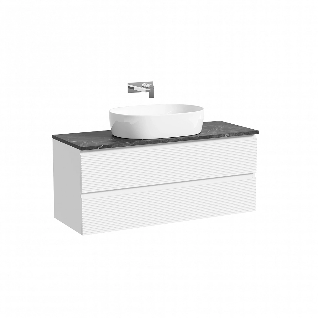 Тумба под столешницу Sancos Фолк / Folk 119,5x44,5x50 подвесная, белый матовый / bianco, столешница без отверстия под смеситель, черное небо / black sky — МЕБ009519 — фото 1