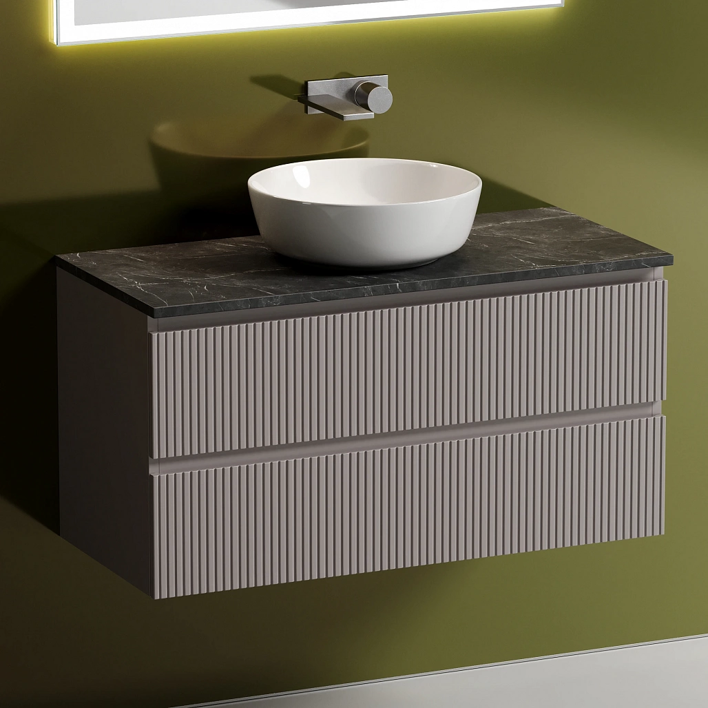 Тумба под столешницу Sancos Сноб T / Snob T 99,5x44,5x50 подвесная, пыльная роза / doha soft, столешница без отверстия под смеситель, черное небо / black sky — МЕБ009498 — фото 6