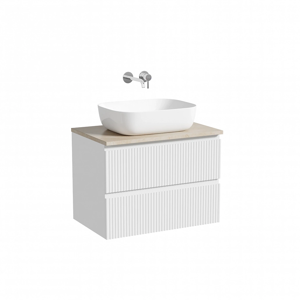 Тумба под столешницу Sancos Сноб Р / Snob R 69x44,5x50 подвесная, белый матовый / bianco, столешница без отверстия под смеситель, креман / kreman — МЕБ009776 — фото 1