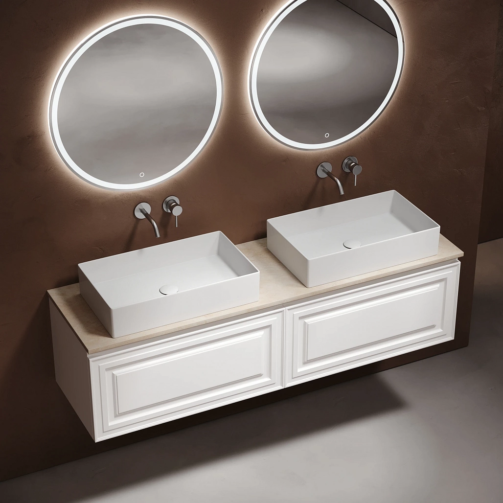 Тумба под столешницу Sancos Самая / Very 79x44,5x40,6 подвесная, белый матовый / bianco, столешница 160 см, без отверстия под смеситель, креман / kreman — МЕБ009664 — фото 3
