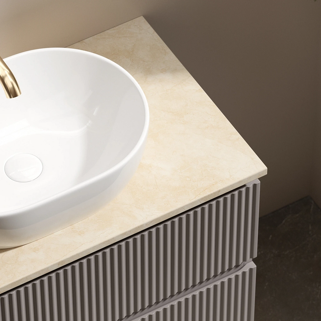 Тумба под столешницу Sancos Сноб Р / Snob R 99,5x44,5x50 подвесная, белый матовый / bianco, столешница с отверстием под смеситель, креман / kreman — МЕБ009763 — фото 15