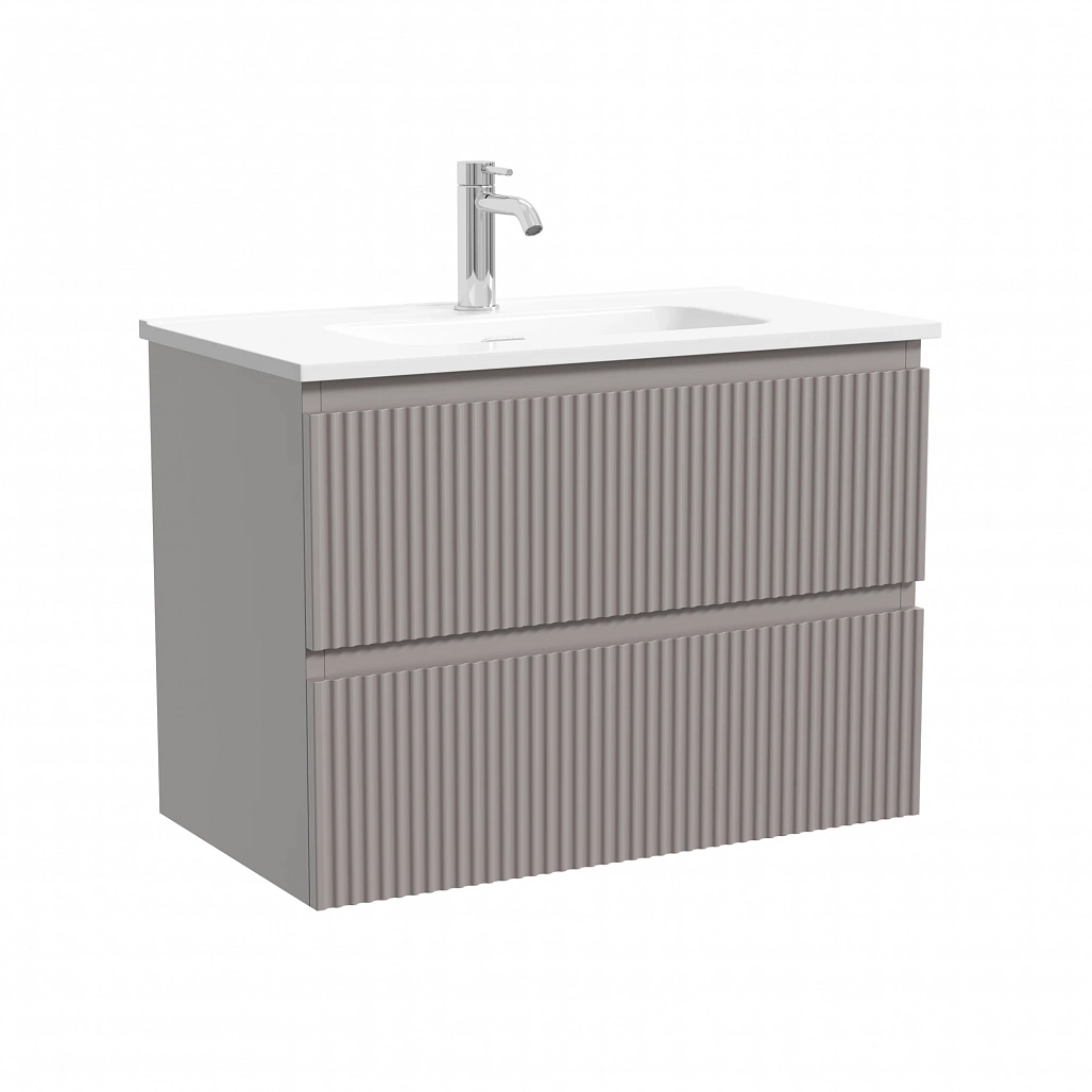 Тумба под раковину Sancos Сноб Р 390 / Snob R 390 69x39x50 подвесная, два ящика, пыльная роза / doha soft — МЕБ009298 — фото 1