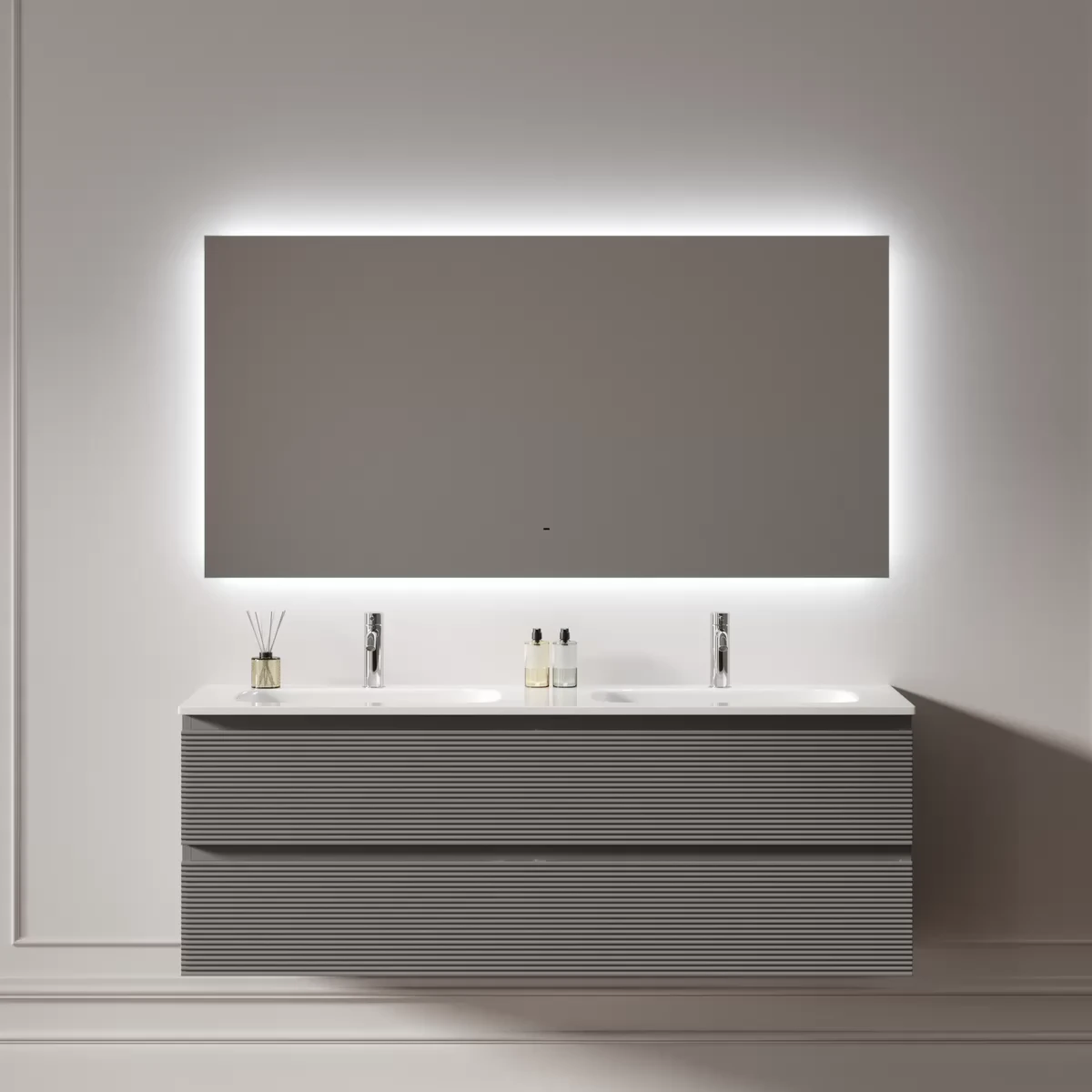 Зеркало Sancos Поле 2.0 / Square 2.0 140x80 светодиодная подсветка 2700K/4000K/5000K, управление взмахом руки, диммируемая регулировка подсветки — ЗЕР010416 — фото 2