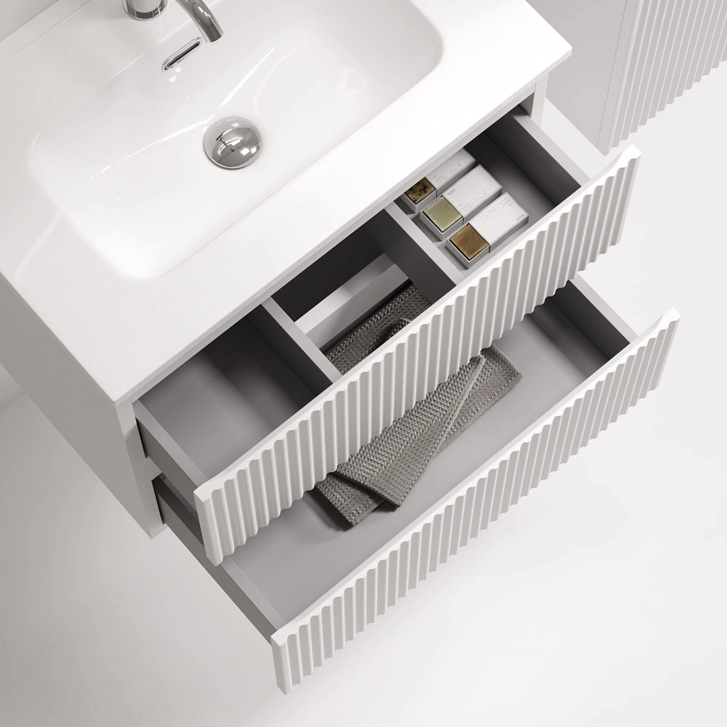Тумба под раковину Sancos Сноб Р 390 / Snob R 390 59x39x50 подвесная, два ящика, белый матовый / bianco — МЕБ009294 — фото 6
