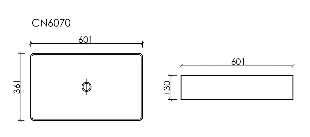 Схема Раковина накладная Ceramicanova Элемент / Element CN6070 60,1x36,1x13 без перелива, прямоугольная, белый