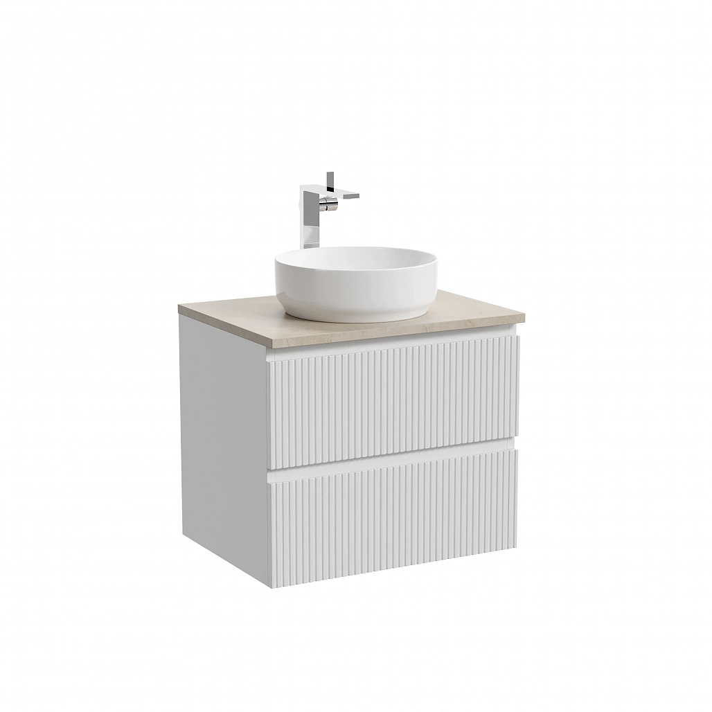 Тумба под столешницу Sancos Сноб T / Snob T 59x44,5x50 подвесная, белый матовый / bianco, столешница с отверстием под смеситель, креман / kreman — МЕБ009887 — фото 1
