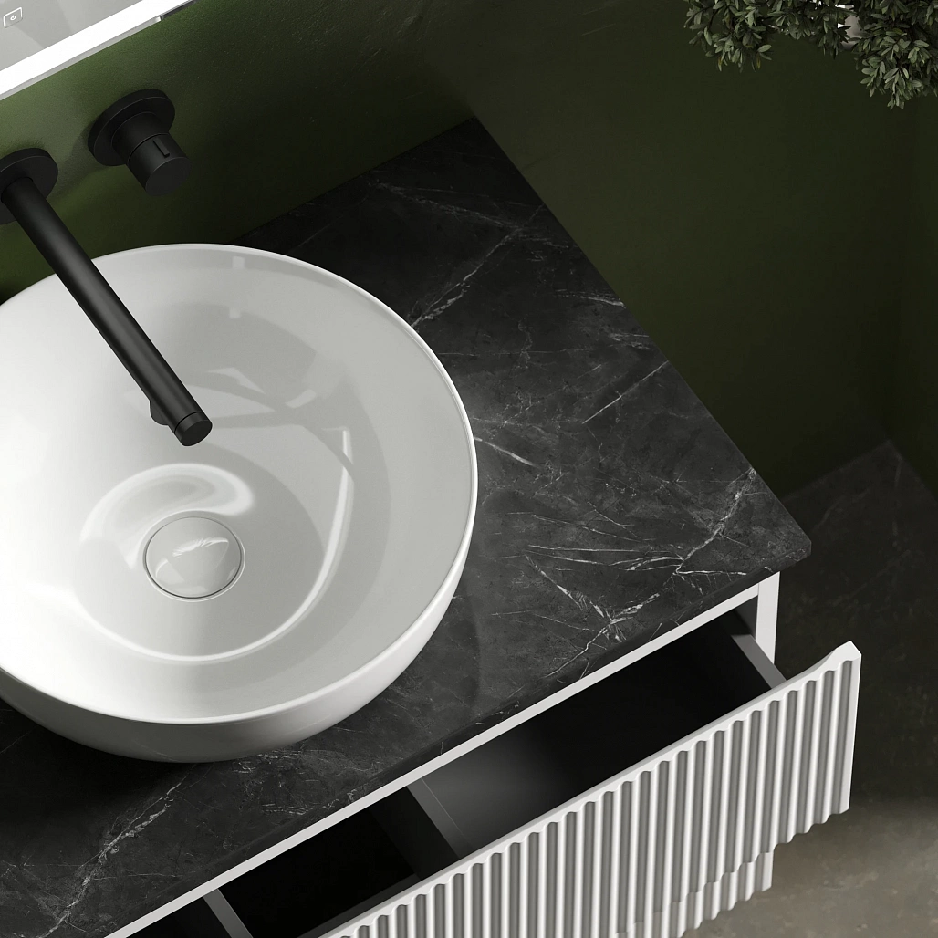 Тумба под столешницу Sancos Сноб Р / Snob R 79x44,5x50 подвесная, белый матовый / bianco, столешница без отверстия под смеситель, черное небо / black sky — МЕБ009489 — фото 7