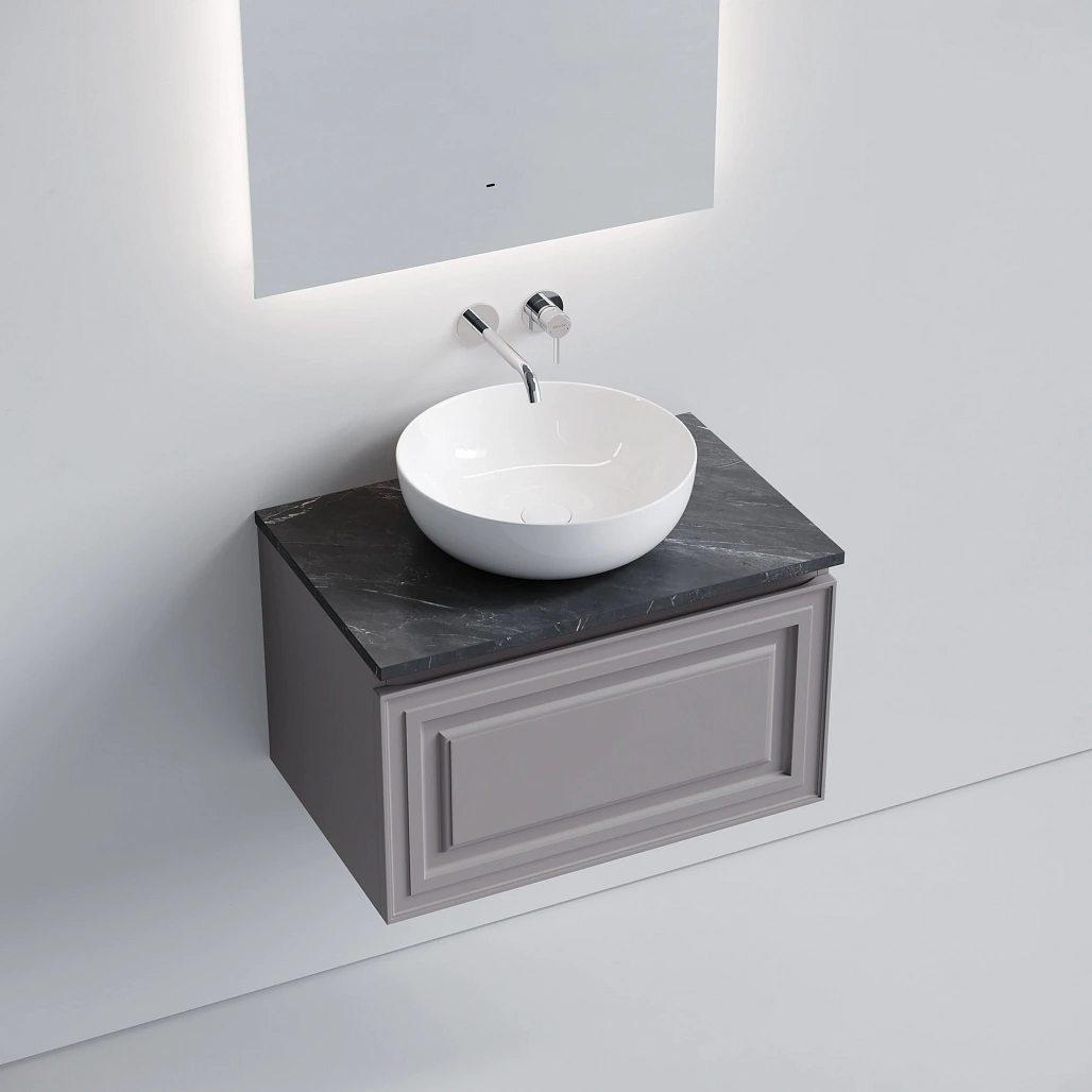 Тумба под столешницу Sancos Самая / Very 69x44,5x40,6 подвесная, пыльная роза / doha soft, столешница без отверстия под смеситель, черное небо / black sky — МЕБ009733 — фото 3
