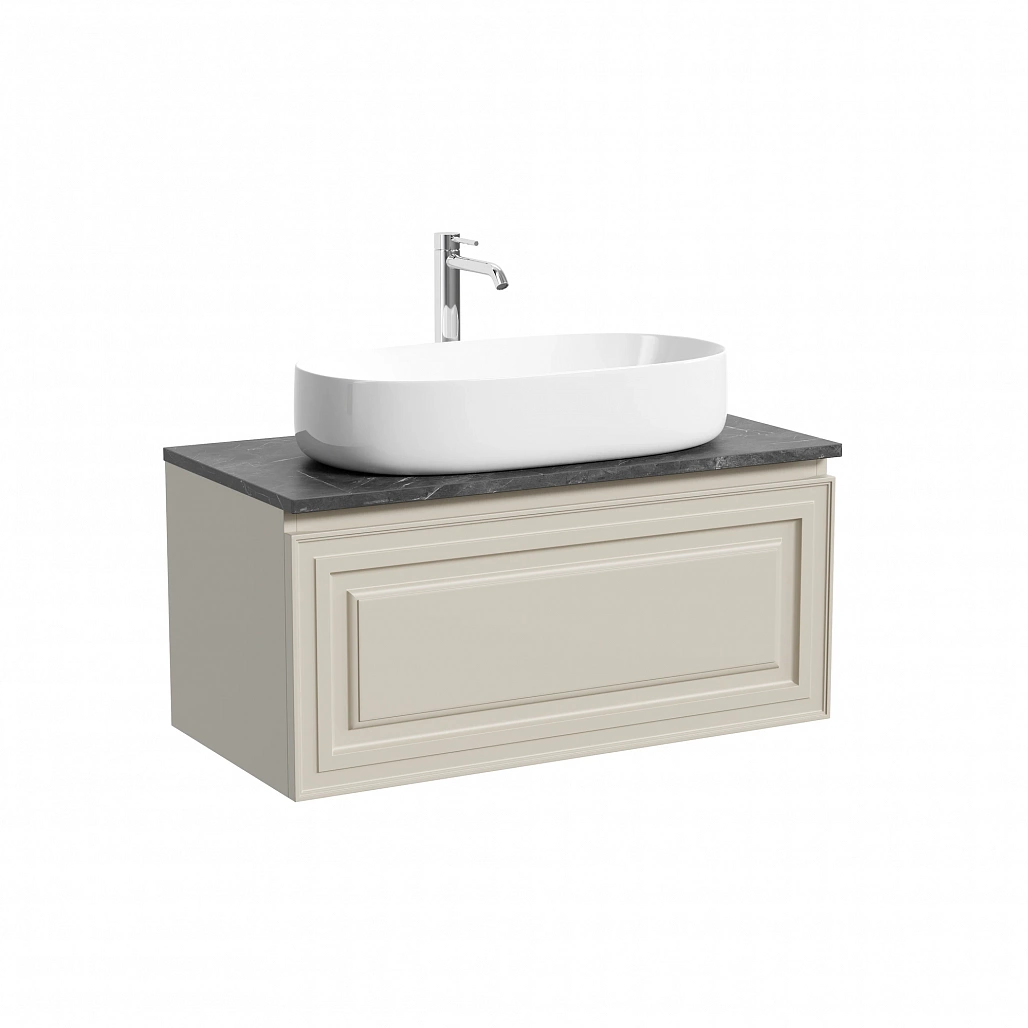 Тумба под столешницу Sancos Самая / Very 89x44,5x40,6 подвесная, бежевый матовый / beige soft, столешница с отверстием под смеситель, черное небо / black sky — МЕБ009695 — фото 1