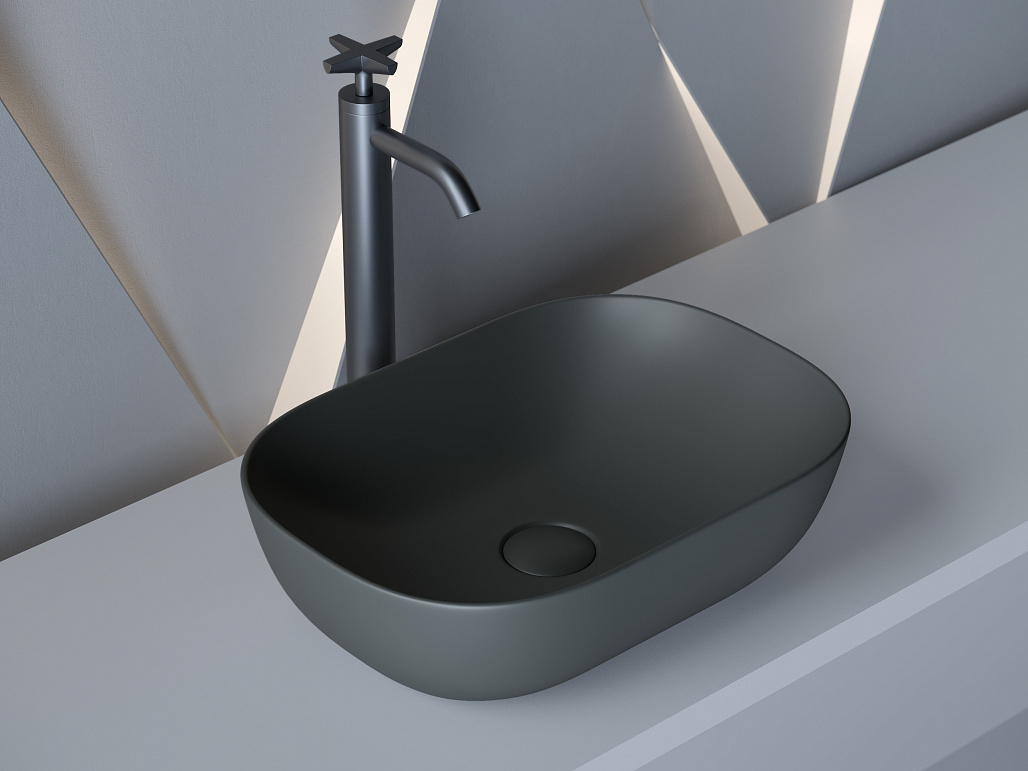 Раковина накладная Ceramicanova Элемент / Element 45,5x32,5x13,5 без перелива, прямоугольная, темный антрацит матовый — РАК010127 — фото 1