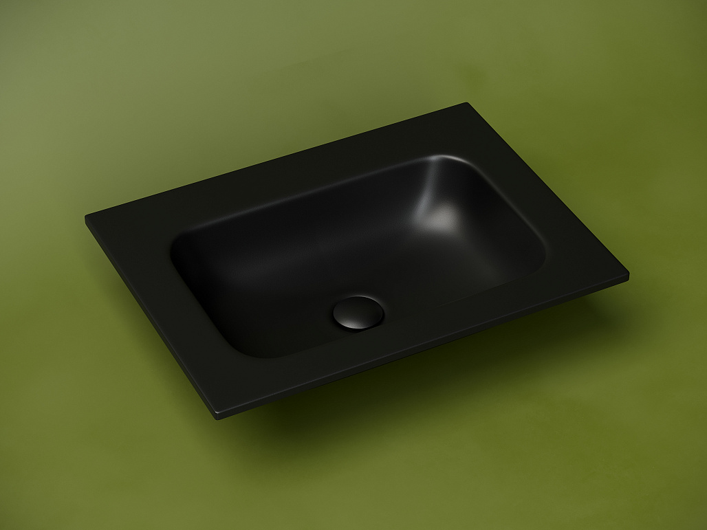 Раковина мебельная Ceramicanova Грация / Grace 61x45,7x13,7 без перелива, без отверстия под смеситель, прямоугольная, черный матовый — РАК010054 — фото 2