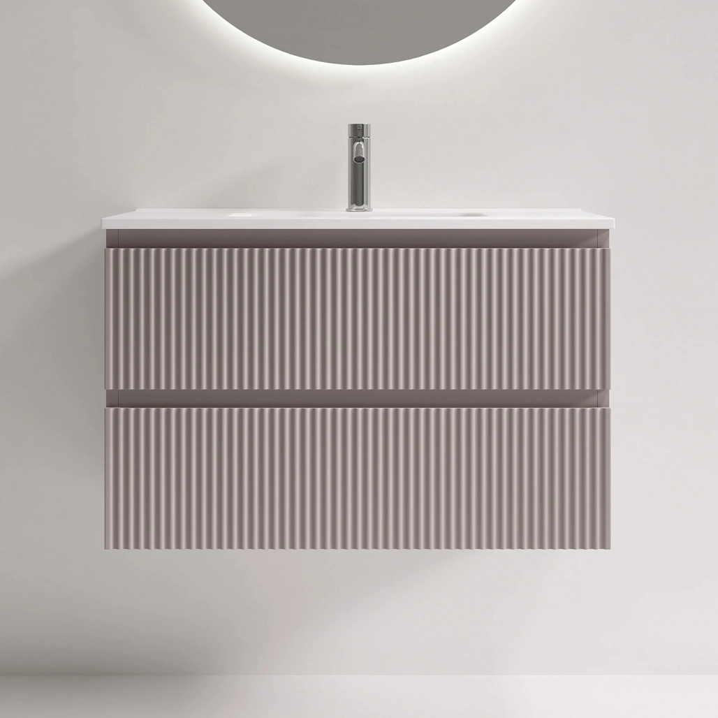 Тумба под раковину Sancos Сноб Р 390 / Snob R 390 79x39x50 подвесная, два ящика, пыльная роза / doha soft — МЕБ009301 — фото 4