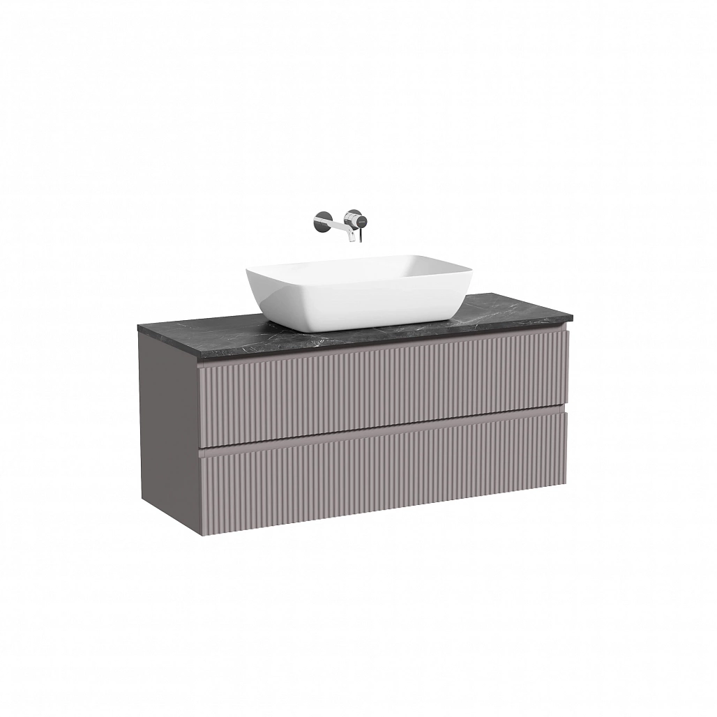 Тумба под столешницу Sancos Сноб Р / Snob R 119,5x44,5x50 подвесная, пыльная роза / doha soft, столешница без отверстия под смеситель, черное небо / black sky — МЕБ009837 — фото 1