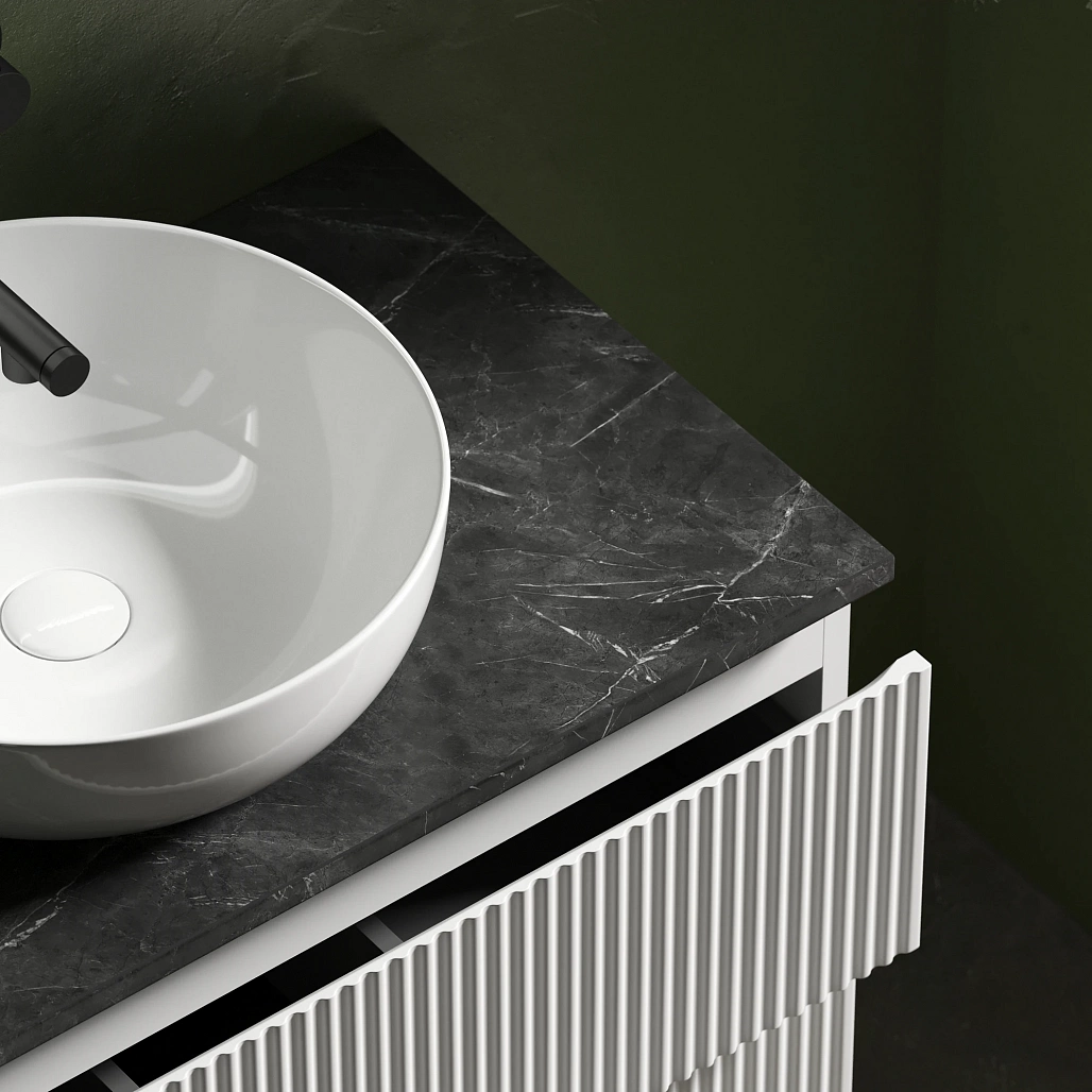 Тумба под столешницу Sancos Сноб Р / Snob R 79x44,5x50 подвесная, белый матовый / bianco, столешница без отверстия под смеситель, черное небо / black sky — МЕБ009489 — фото 8
