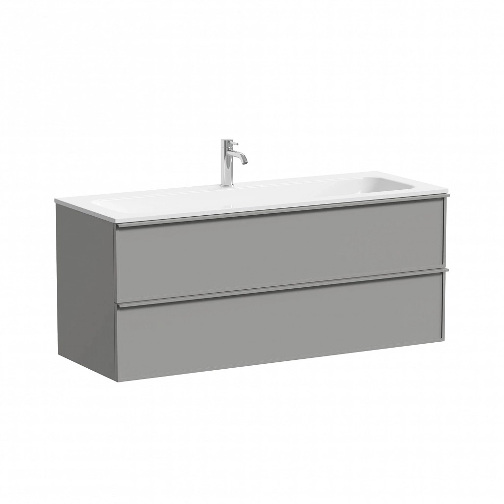 Тумба под раковину Sancos Вельта / Velta 119,5x44,5x50 подвесная, два ящика, тёплый серый — МЕБ009441 — фото 1
