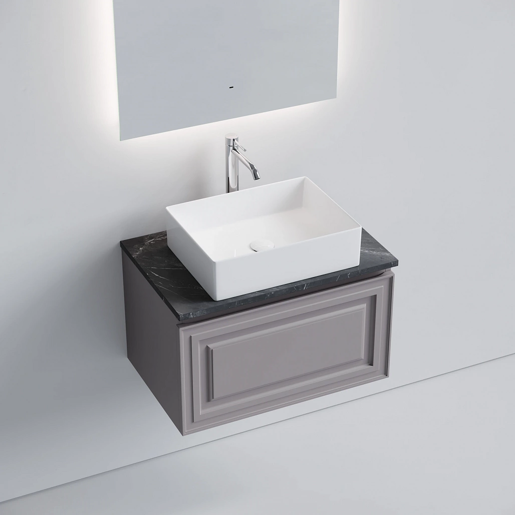 Тумба под столешницу Sancos Самая / Very 69x44,5x40,6 подвесная, пыльная роза / doha soft, столешница с отверстием под смеситель, черное небо / black sky — МЕБ009735 — фото 3