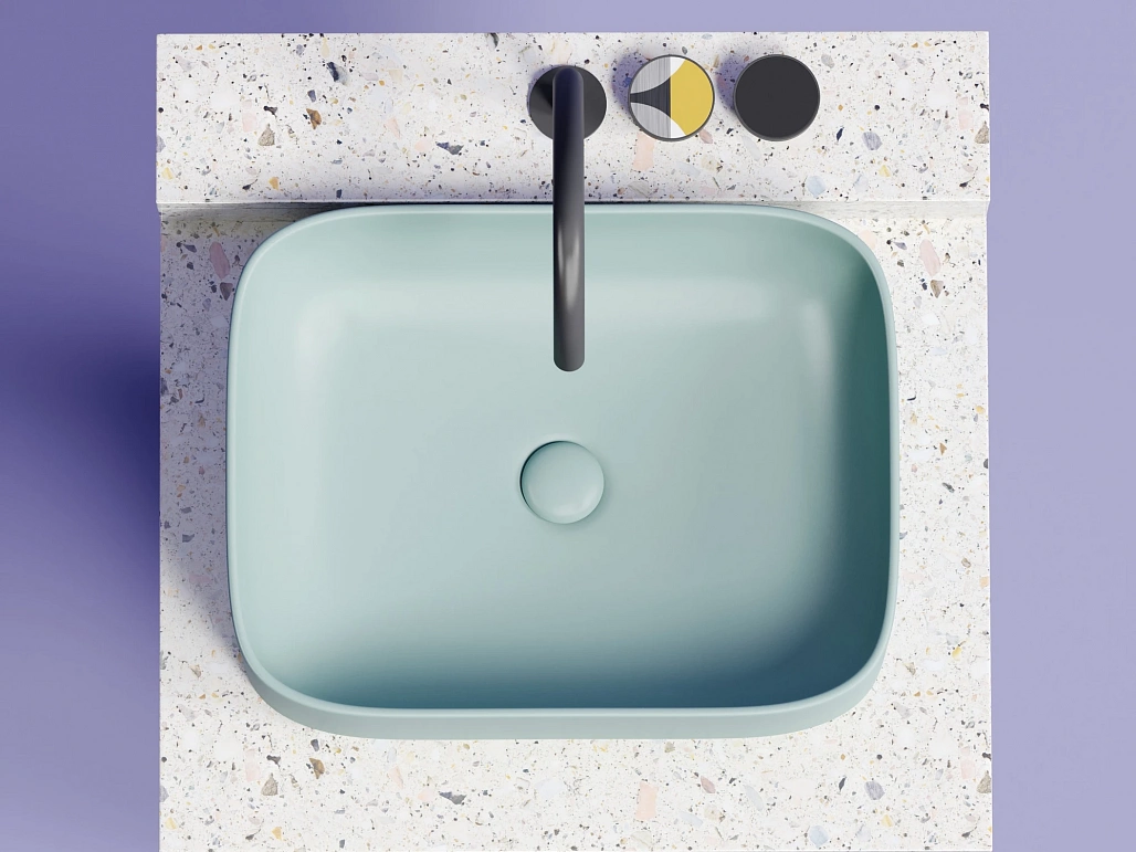 Раковина накладная Ceramicanova Элемент / Element 50,5x38x15 без перелива, прямоугольная, зеленый матовый — РАК010128 — фото 10
