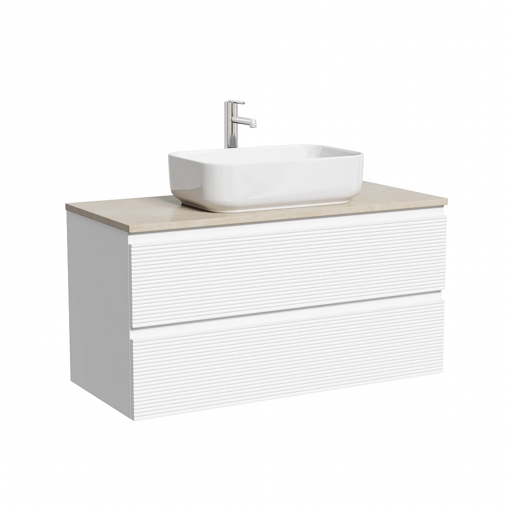 Тумба под столешницу Sancos Фолк / Folk 99,5x44,5x50 подвесная, белый матовый / bianco, столешница с отверстием под смеситель, креман / kreman — МЕБ009544 — фото 1