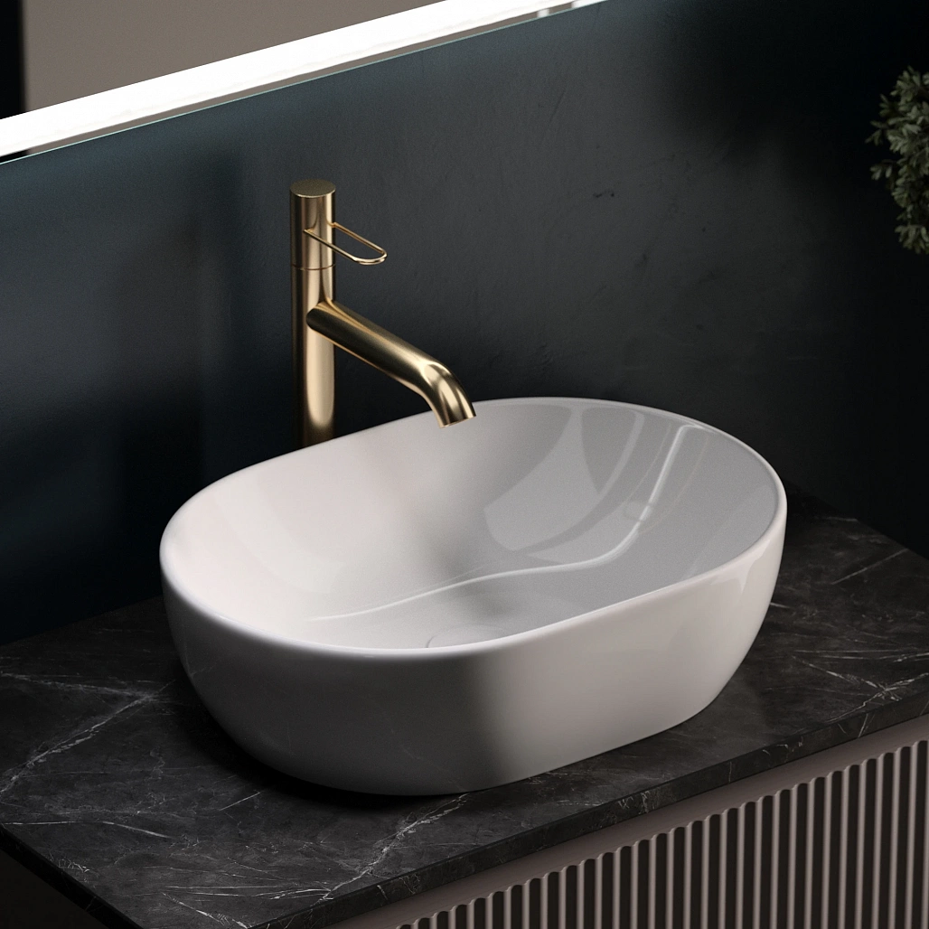 Тумба под столешницу Sancos Сноб Р / Snob R 79x44,5x50 подвесная, пыльная роза / doha soft, столешница с отверстием под смеситель, черное небо / black sky — МЕБ009759 — фото 8