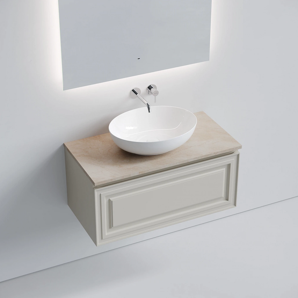Тумба под столешницу Sancos Самая / Very 89x44,5x40,6 подвесная, бежевый матовый / beige soft, столешница без отверстия под смеситель, креман / kreman — МЕБ009692 — фото 3