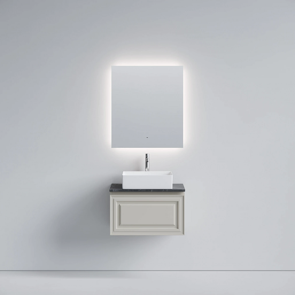 Тумба под столешницу Sancos Самая / Very 69x44,5x40,6 подвесная, бежевый матовый / beige soft, столешница с отверстием под смеситель, черное небо / black sky — МЕБ009687 — фото 2
