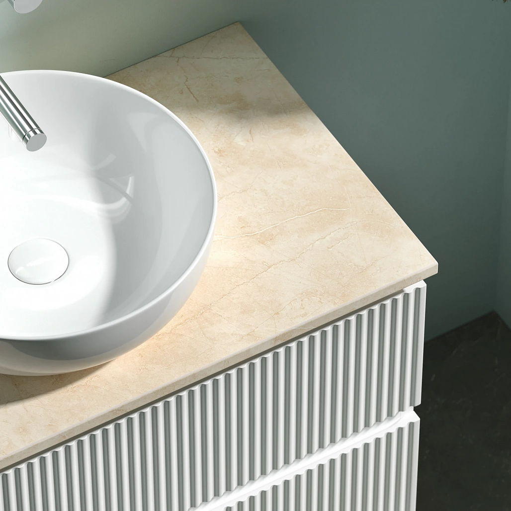 Тумба под столешницу Sancos Сноб Р / Snob R 79x44,5x50 подвесная, белый матовый / bianco, столешница без отверстия под смеситель, креман / kreman — МЕБ009752 — фото 6