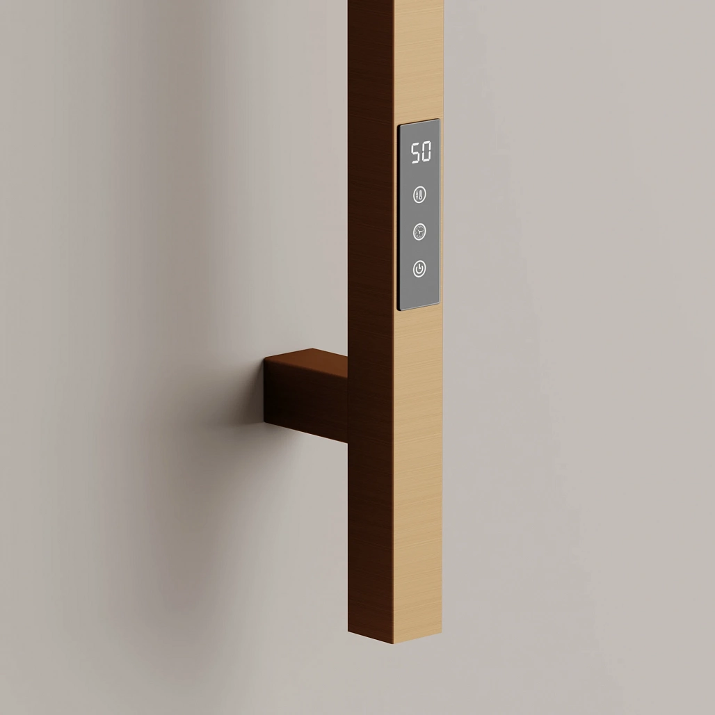 Полотенцесушитель электрический Sancos Линн / Linn 150x3 I-образный, вакуумное напыление (PVD-покрытие), брашированная бронза — ПОЛ009991 — фото 5