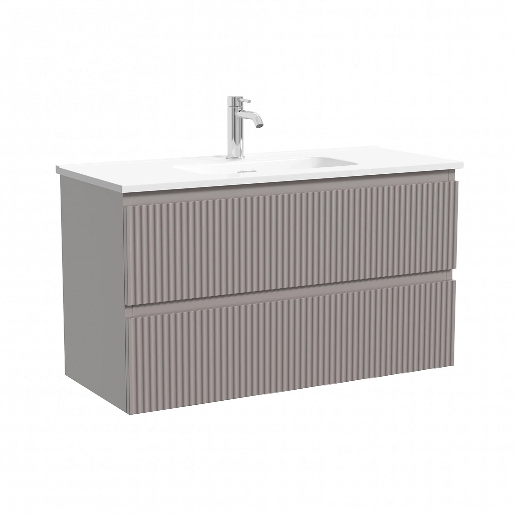 Тумба под раковину Sancos Сноб Р 390 / Snob R 390 89x39x50 подвесная, два ящика, пыльная роза / doha soft — МЕБ009304 — фото 1