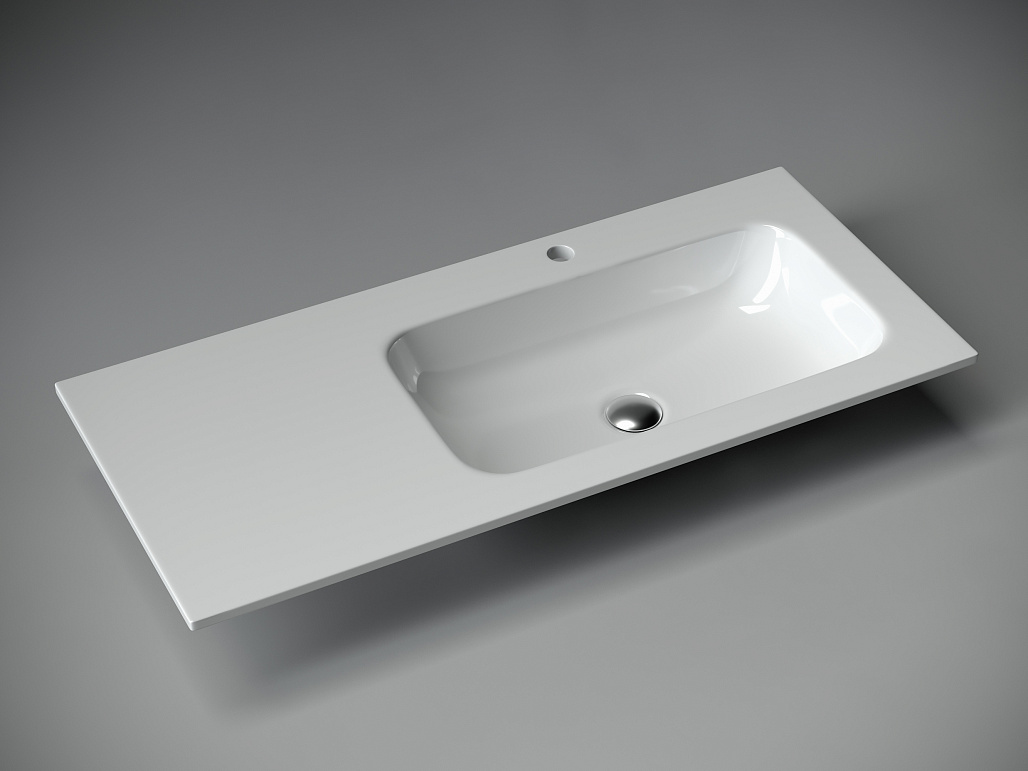 Раковина мебельная Ceramicanova Грация / Grace 101x45,7x13,7 без перелива, с отверстием под смеситель, чаша справа, прямоугольная, белый — РАК010046 — фото 2
