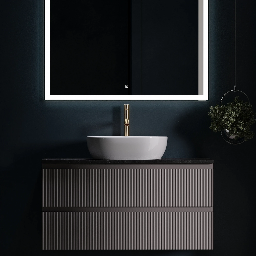 Тумба под столешницу Sancos Сноб Р / Snob R 99,5x44,5x50 подвесная, белый матовый / bianco, столешница с отверстием под смеситель, черное небо / black sky — МЕБ009492 — фото 3