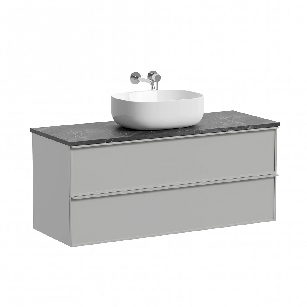 Тумба под столешницу Sancos Вельта / Velta 119,5x44,5x50 подвесная, тёплый серый, столешница без отверстия под смеситель, черное небо / black sky — МЕБ009958 — фото 1