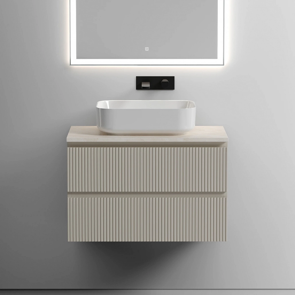 Тумба под столешницу Sancos Сноб T / Snob T 79x44,5x50 подвесная, бежевый матовый / beige soft, столешница без отверстия под смеситель, креман / kreman — МЕБ009493 — фото 4