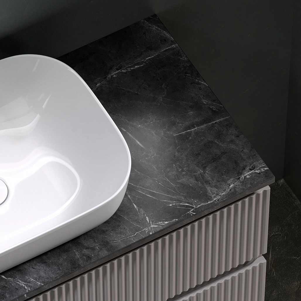 Тумба под столешницу Sancos Сноб Р / Snob R 99,5x44,5x50 подвесная, белый матовый / bianco, столешница без отверстия под смеситель, черное небо / black sky — МЕБ009761 — фото 7