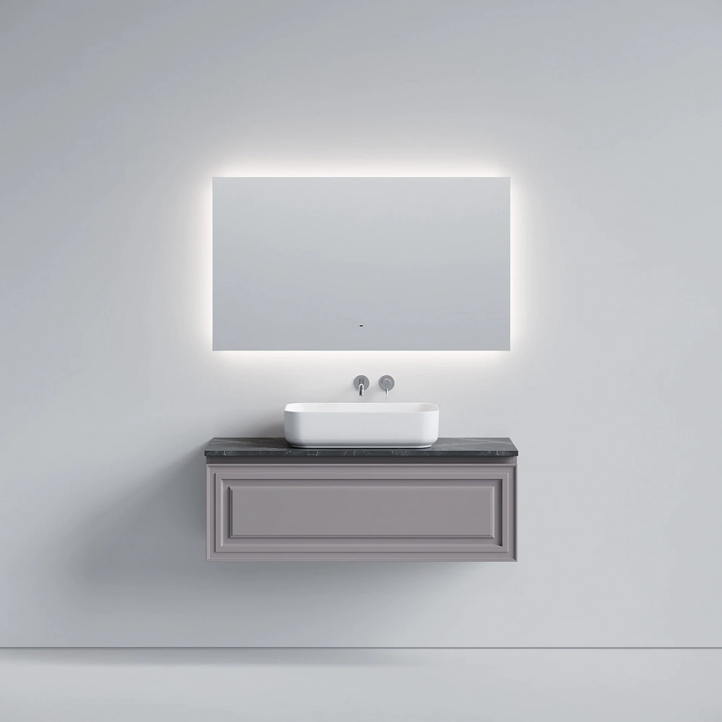 Тумба под столешницу Sancos Самая / Very 119,5x44,5x40,6 подвесная, пыльная роза / doha soft, столешница без отверстия под смеситель, черное небо / black sky — МЕБ009721 — фото 2