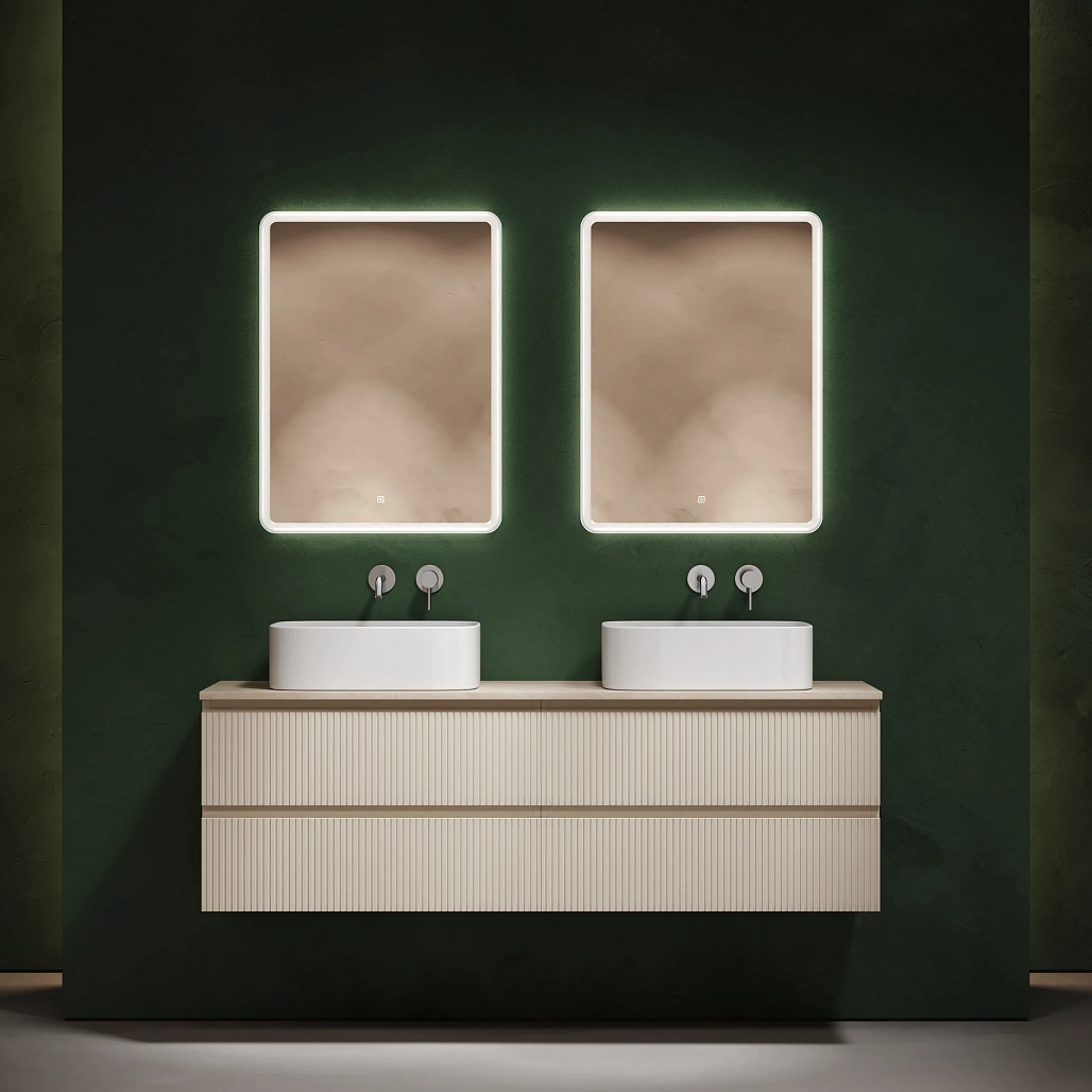 Тумба под столешницу Sancos Сноб T / Snob T 79x44,5x50 подвесная, бежевый матовый / beige soft, столешница 160 см, без отверстия под смеситель, креман / kreman — МЕБ009921 — фото 2