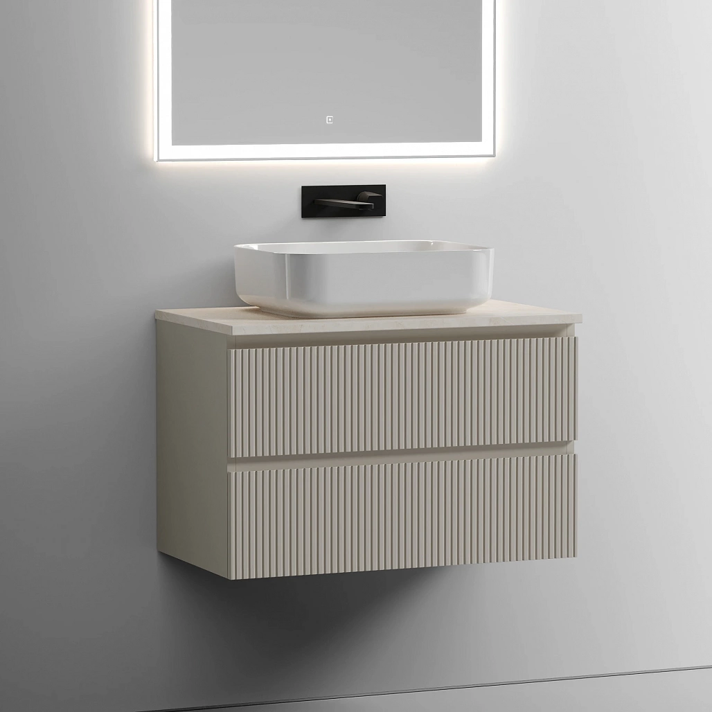 Тумба под столешницу Sancos Сноб T / Snob T 79x44,5x50 подвесная, бежевый матовый / beige soft, столешница без отверстия под смеситель, креман / kreman — МЕБ009493 — фото 3