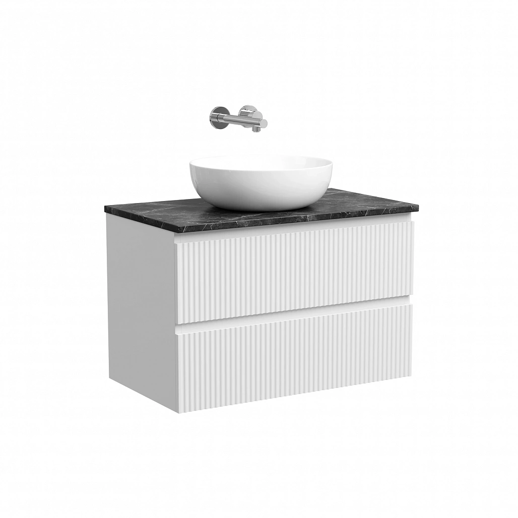 Тумба под столешницу Sancos Сноб Р / Snob R 79x44,5x50 подвесная, белый матовый / bianco, столешница без отверстия под смеситель, черное небо / black sky
