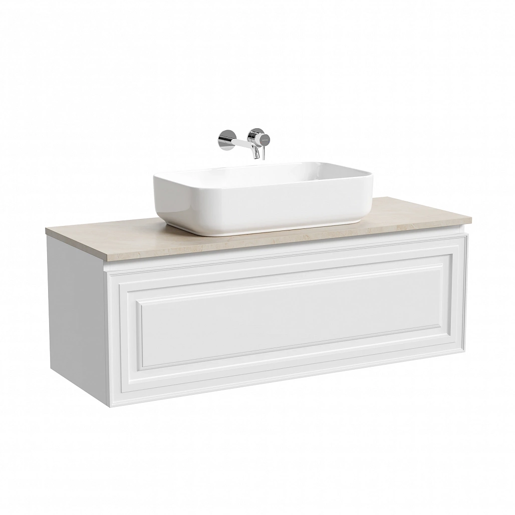 Тумба под столешницу Sancos Самая / Very 119,5x44,5x40,6 подвесная, белый матовый / bianco, столешница без отверстия под смеситель, креман / kreman — МЕБ009648 — фото 1