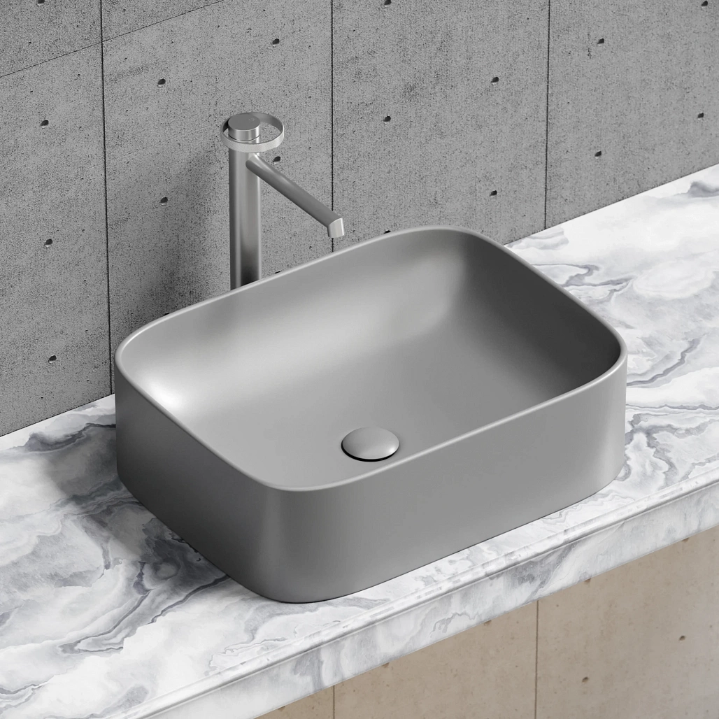 Умывальник чаша накладная прямоугольная (цвет Антрацит Матовый) Ceramicanova Элемент (Element) 505x380x150 мм, CN6052MH