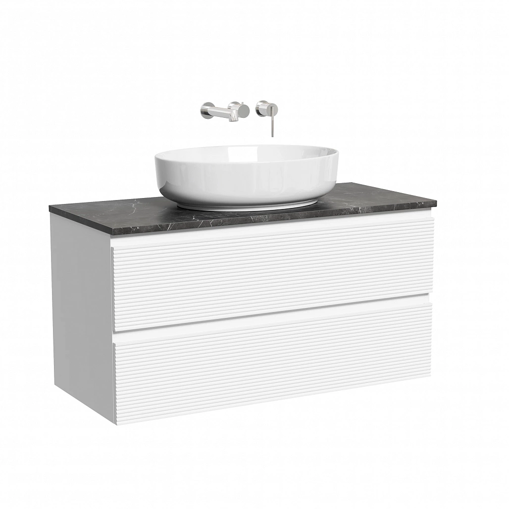 Тумба под столешницу Sancos Фолк / Folk 99,5x44,5x50 подвесная, белый матовый / bianco, столешница без отверстия под смеситель, черное небо / black sky — МЕБ009543 — фото 1