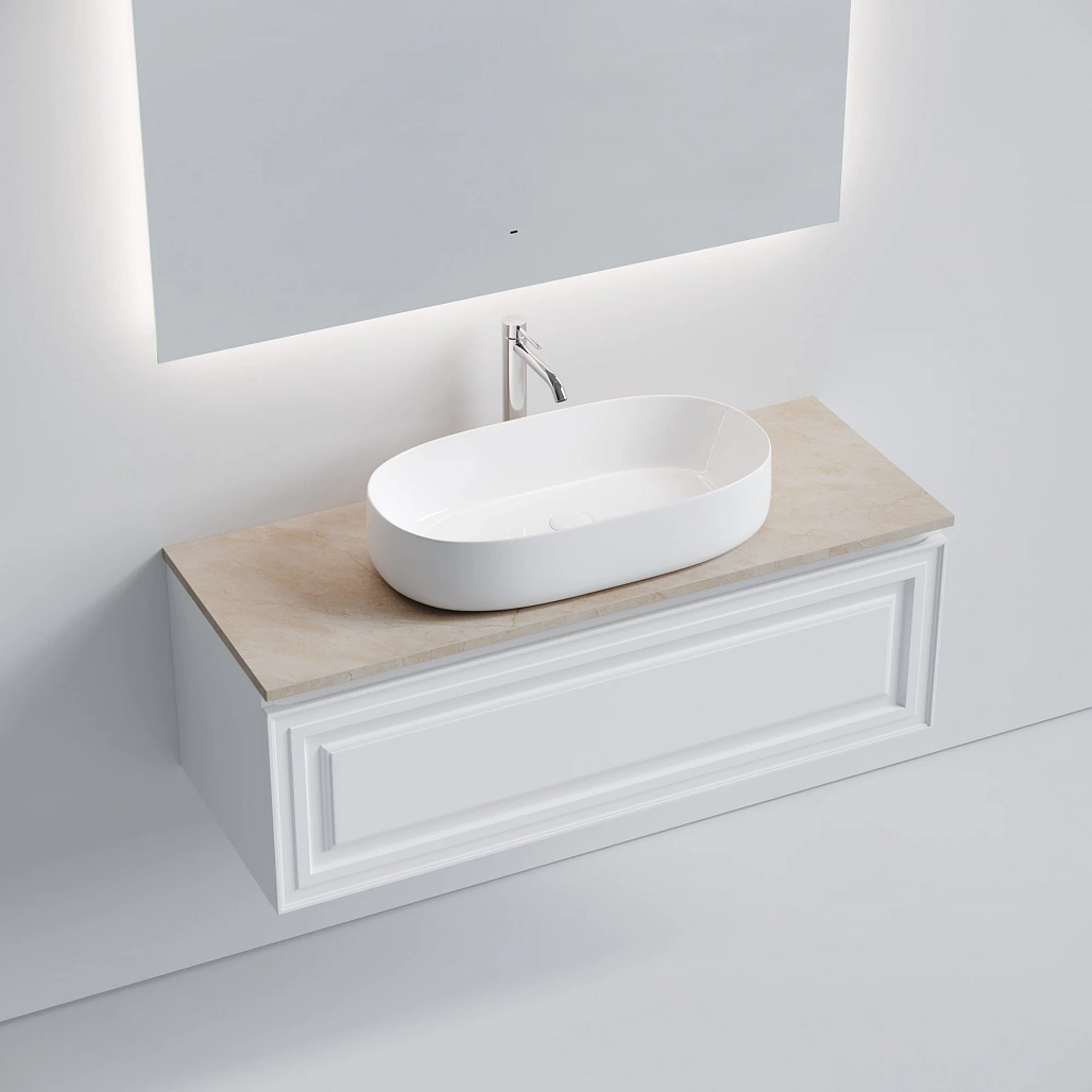 Тумба под столешницу Sancos Самая / Very 119,5x44,5x40,6 подвесная, белый матовый / bianco, столешница с отверстием под смеситель, креман / kreman — МЕБ009650 — фото 3