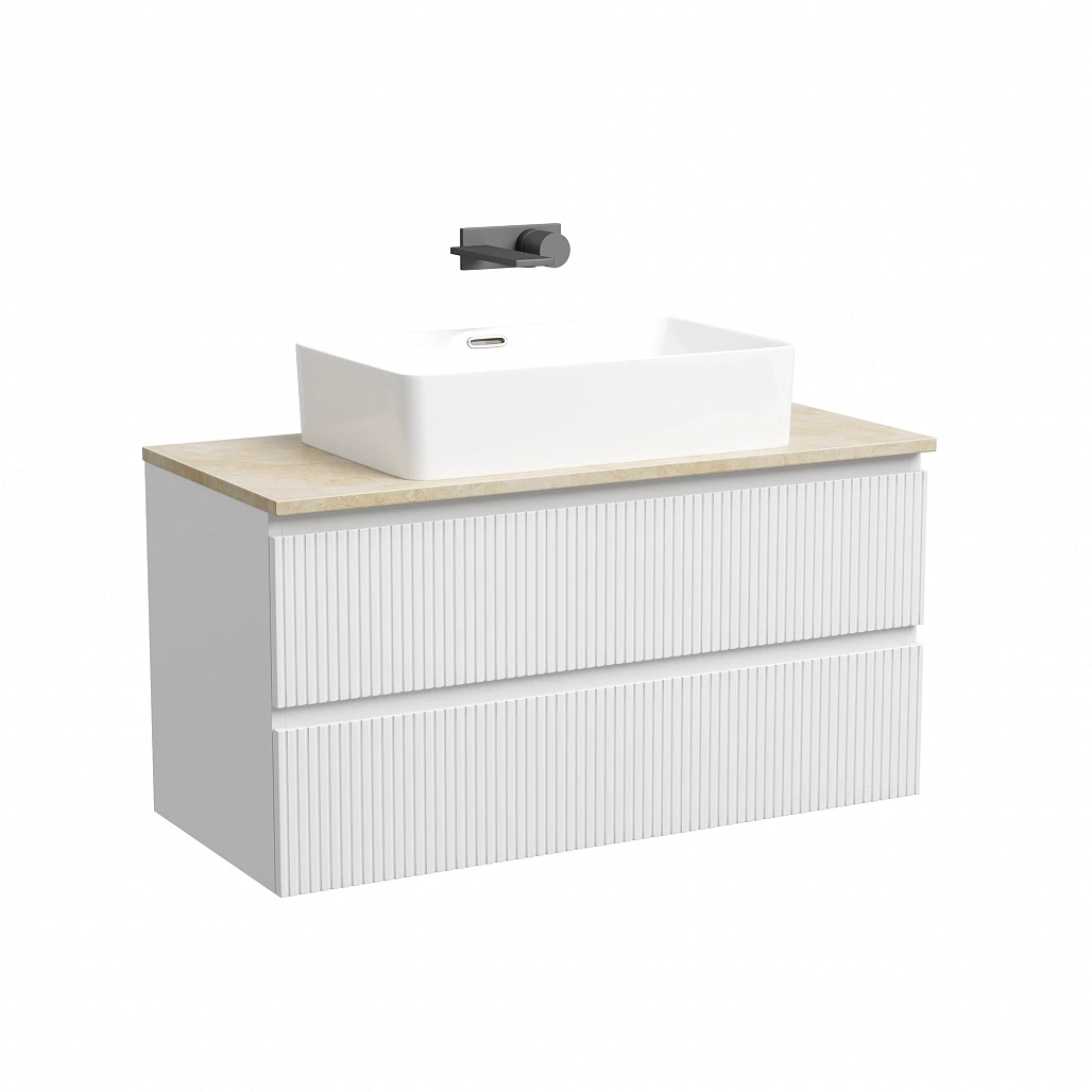 Тумба под столешницу Sancos Сноб T / Snob T 99,5x44,5x50 подвесная, белый матовый / bianco, столешница без отверстия под смеситель, креман / kreman — МЕБ009871 — фото 1