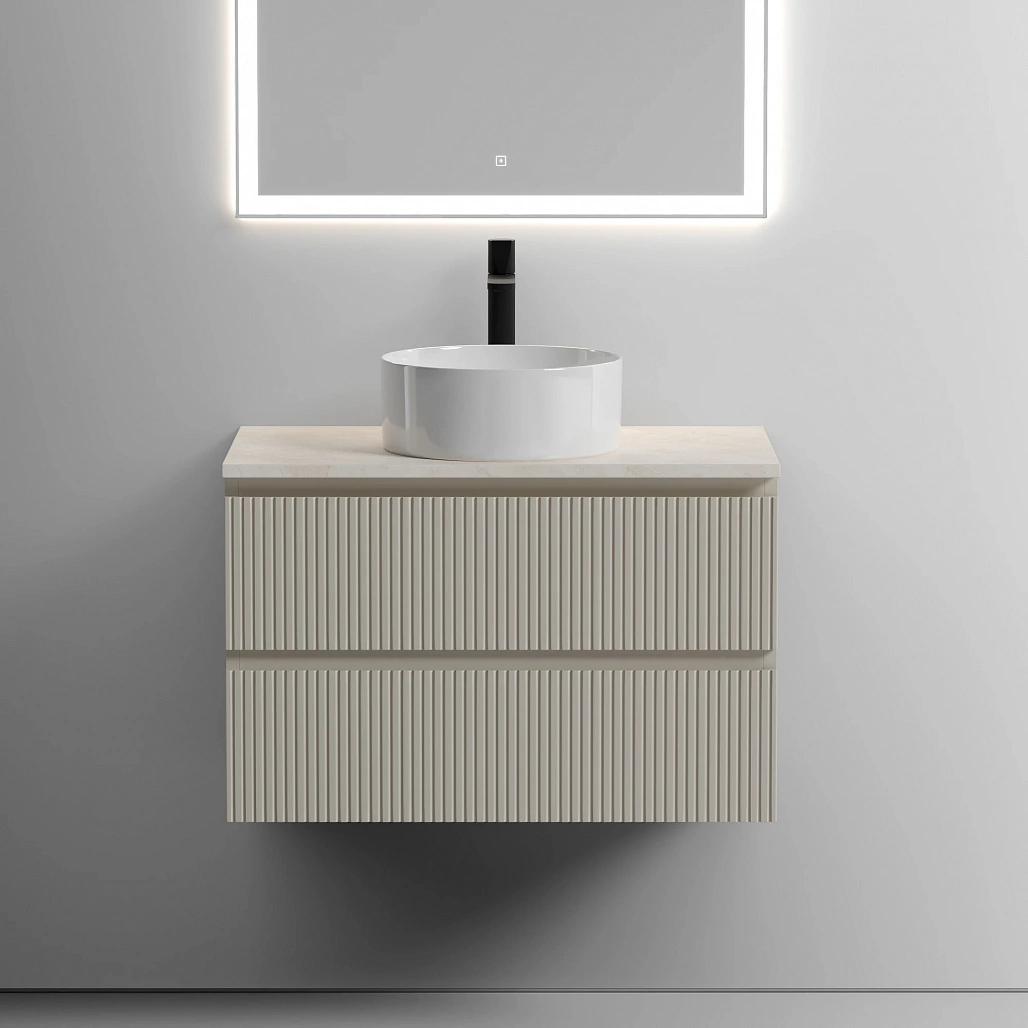 Тумба под столешницу Sancos Сноб T / Snob T 79x44,5x50 подвесная, бежевый матовый / beige soft, столешница с отверстием под смеситель, креман / kreman — МЕБ009863 — фото 3